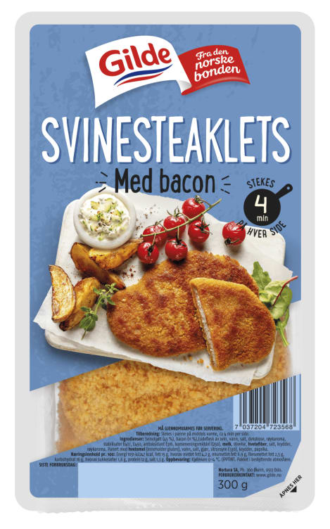 Svinesteaklets m/Bacon 300g Gilde