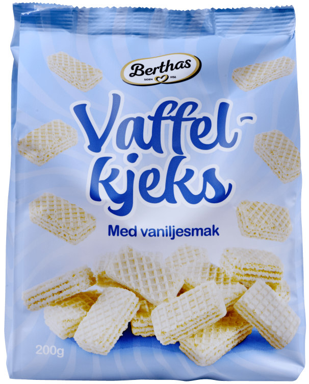 Vaffelkjeks Vanilje 200g Berthas