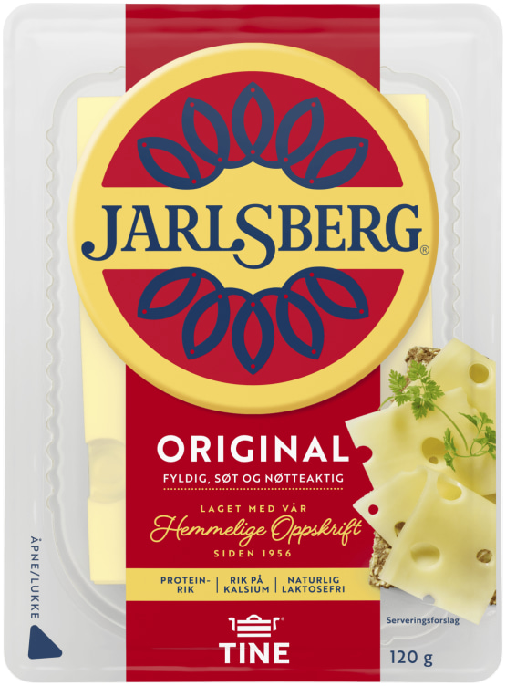 Bilde av Jarlsberg 27% skivet 120g Tine