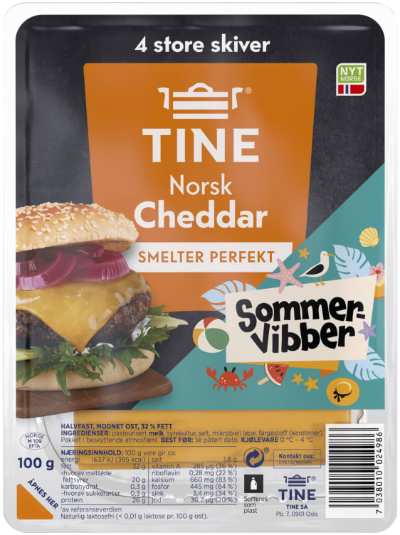 Product Image for Cheddar Norsk skivet 100g Sommervibber