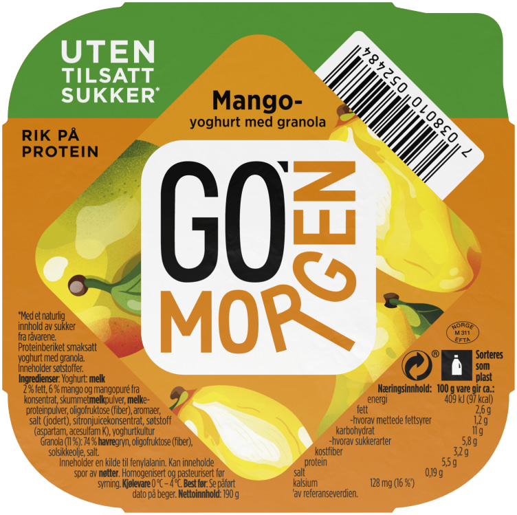 Go Morgen Yoghurt Mango uten 190g Tine