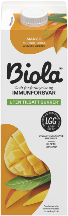 Biola Syrnet Melk Mango uten 1000g Tine