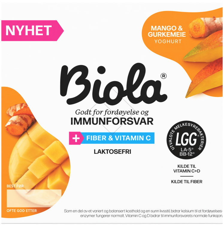 Biola Yoghurt Mango/Gurkemeie 4x125g Tine