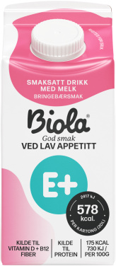 Biola E+ Drikke Bringebærsmak 300ml Tine