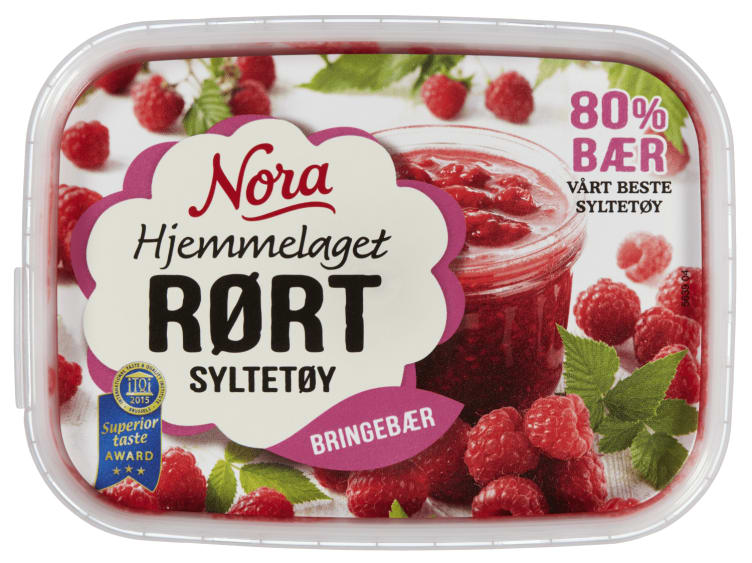 Bilde av Bringebærsyltetøy Rørte 280g Nora