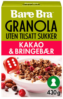 Granola - Kakao&Bringebær 430g Bare Bra