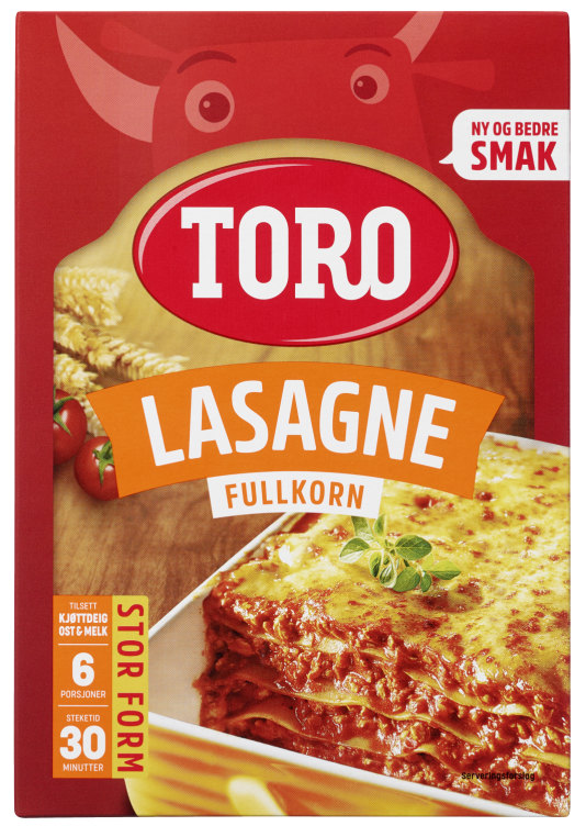 Lasagne Fullkorn Familiepkn 284g Toro