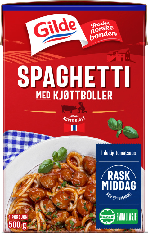 Gilde Spaghetti med Kjøttboller 500g