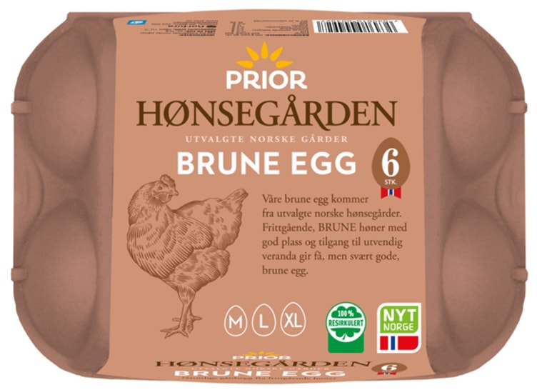 Bilde av Egg Frittgående Brune m/L/XL 6stk Prior