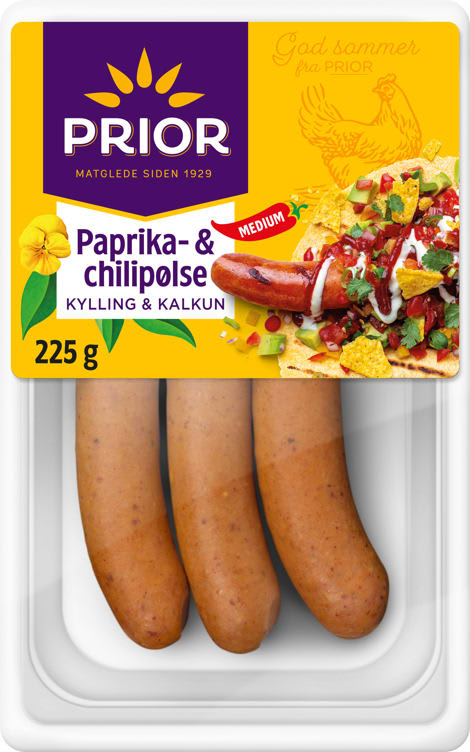 Paprika&Chilipølse 225g Prior