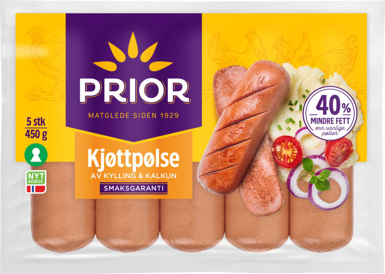 Prior Kjøttpølse uten Skinn 450g