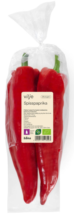 Paprika Rød Søt Spiss pakke Økologisk Vilje