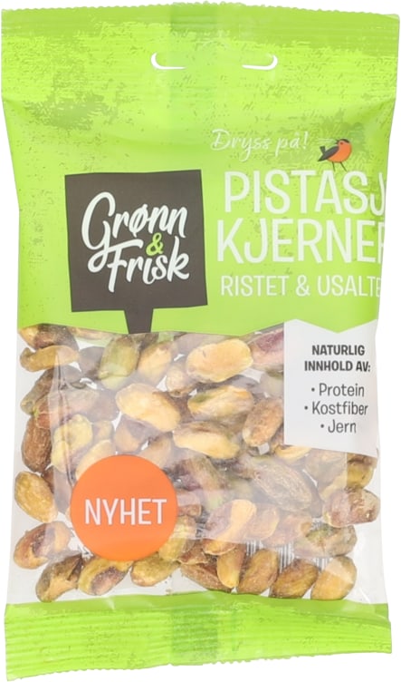 Pistasjkjerner Ristet Usaltet 45g Grønn&Frisk