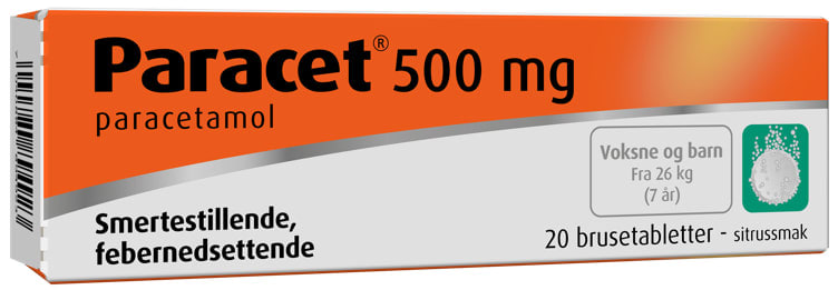 Paracet Brusetab Sitron 500mg 20stk Weifa