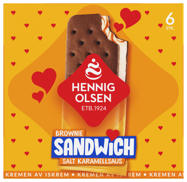 Sandwich Brownie Salt Karamell 6stk Hennig-Olsen