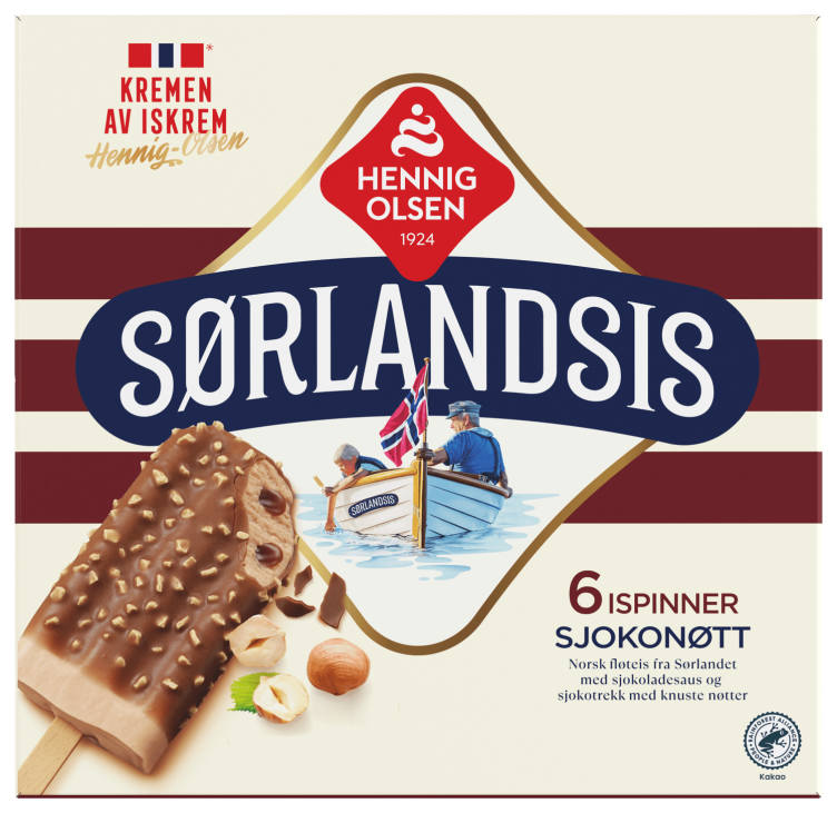 Sørlandsis Sjokonøtt 6stk Hennig-Olsen Is