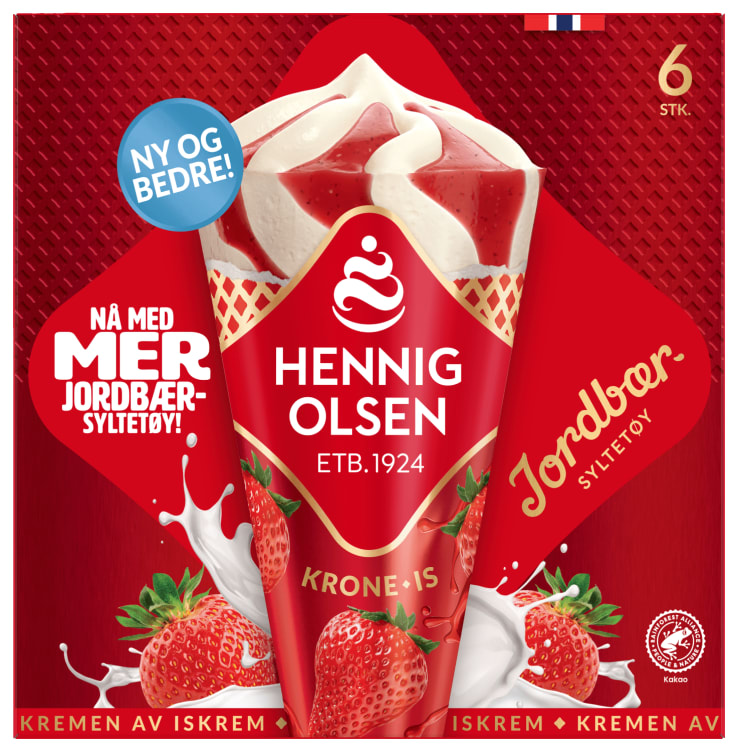 Krone-Is Jordbær Multipack 6stk Hennig Olsen