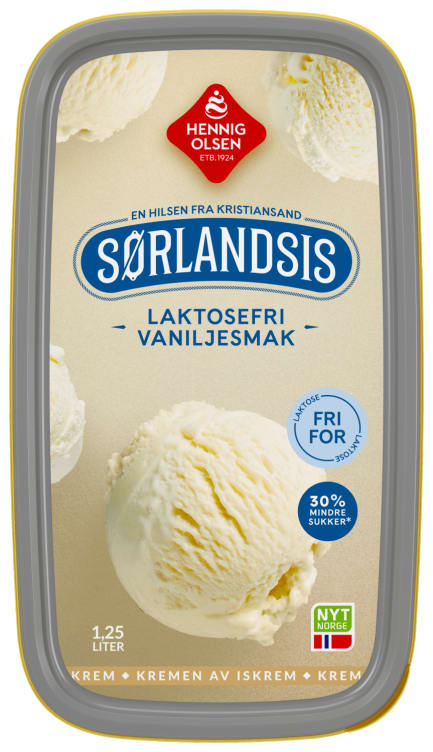Sørlandsis Vanilje Laktosefri 1,25l