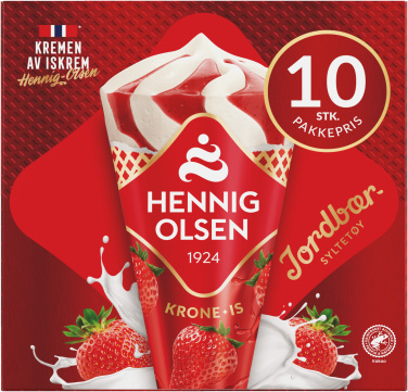 Krone-Is Jordbær (10stk Fløteis Hennig-Olsen Is)