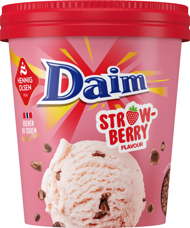Daim Fløteis Strawberry 450ml Hennig-Olsen Is