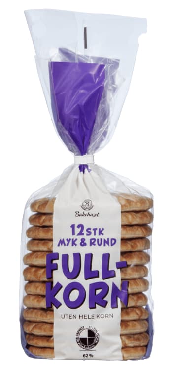 Myk&Rund Fullkorn 12stk 450g Bakehuset