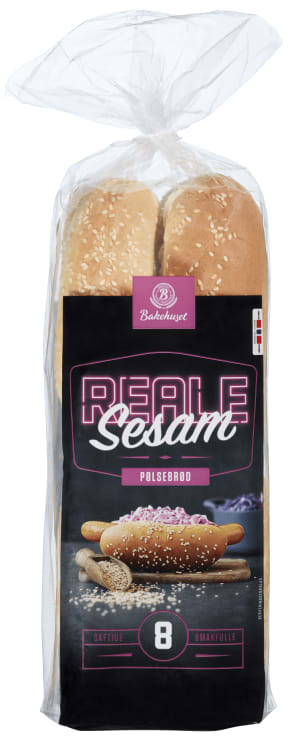 Pølsebrød Sesam 8stk 400g Reale