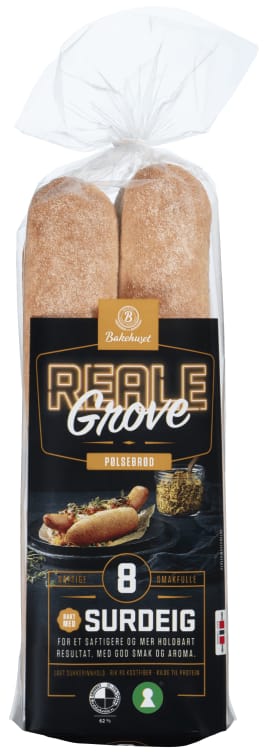 Pølsebrød Grove 8pk 410g Reale