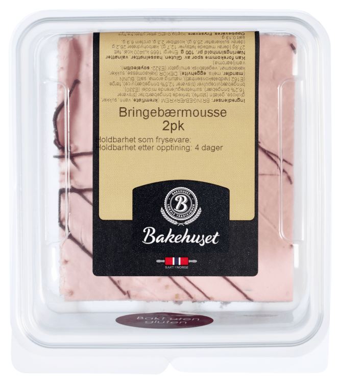 Bringebærmousse m/Mandelbunn 2pk 290g Bakehuset