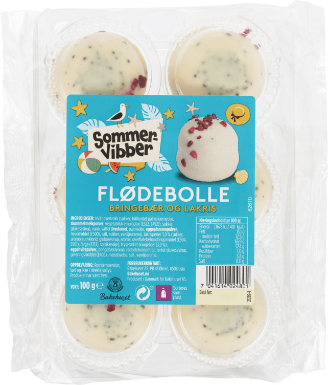 Flødebolle Bringebær&Lakris 6stk Bakehuset