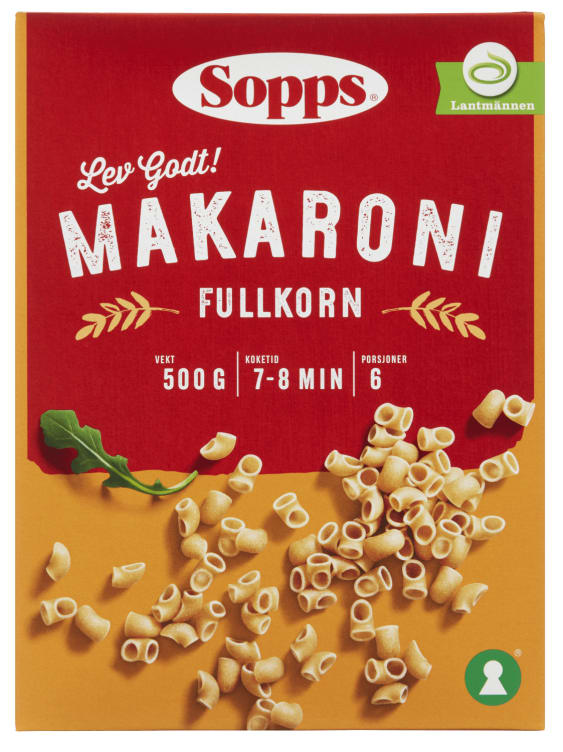 Makaroni Fullkorn 500g Sopps