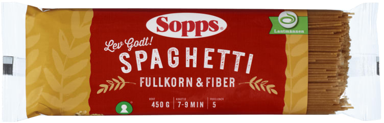 Sopps Lev Godt! Fullkornspasta Spaghetti 450g