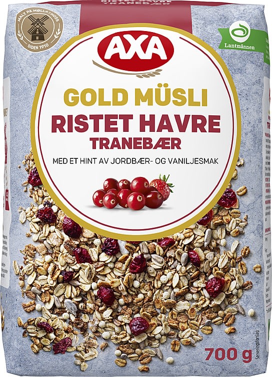 Müsli Ristet Havre&Tranebær 700g Axa