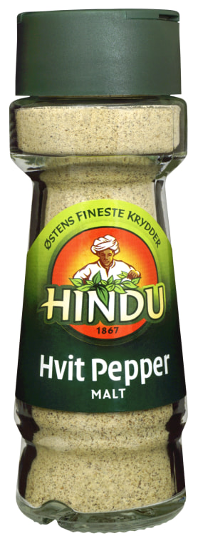 Pepper Hvit Malt 50g glass Hindu