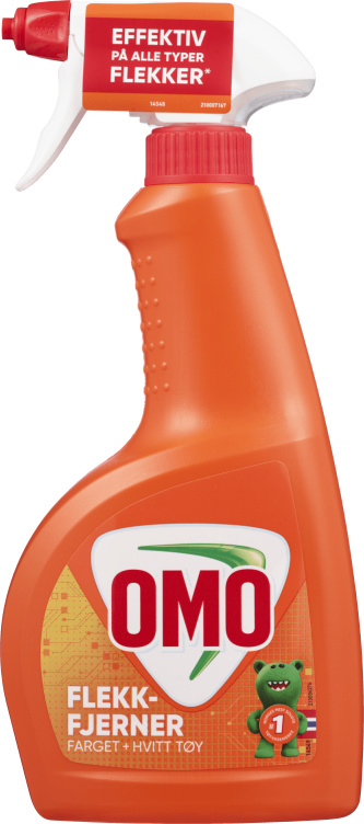 Flekkfjerningsspray Flekkfjerningsspray takler vanskelige flekker på både hvitt og farget tøy. Med et flekkfjerningssystem uten blekemidler, løfter sprayen flekker uten å bleke tøyet - uten parfyme.