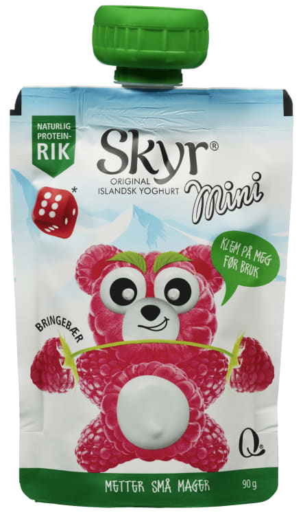 Skyr Mini Bringebær 90g pose Q