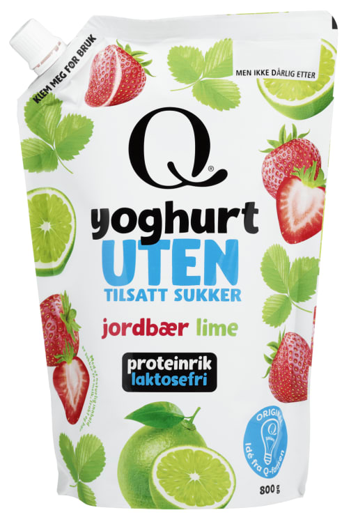 Yoghurt u/Sukker Jordbær&Lime 800g Q