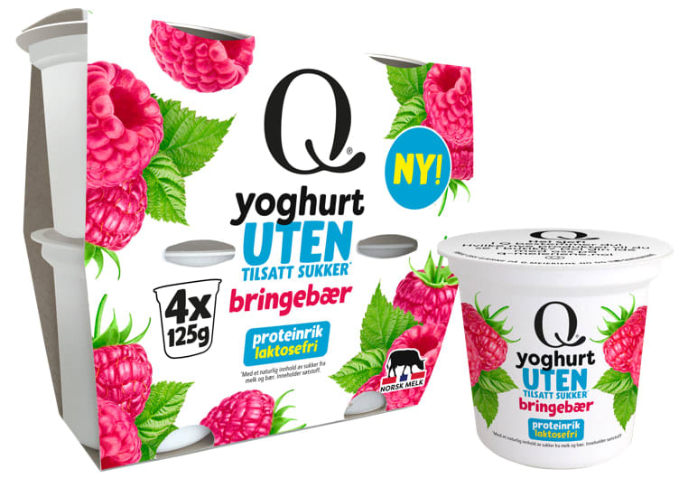 Yoghurt m/Bringebær uten Sukker 4x125g