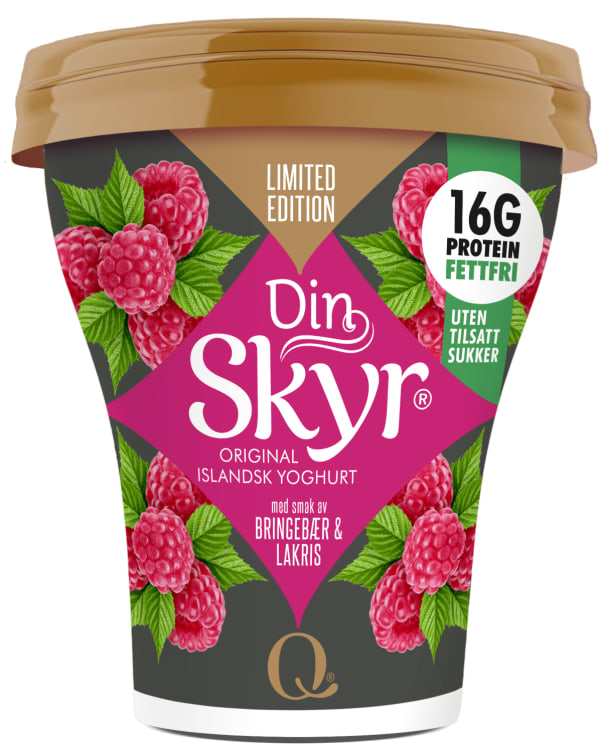 Din Skyr Bringebær&Lakris 160g Q