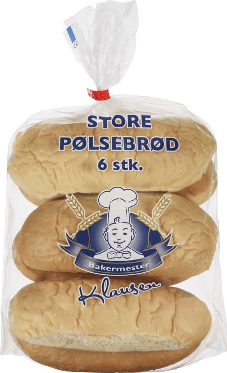 Pølsebrød Store 6stk 320g Klausen