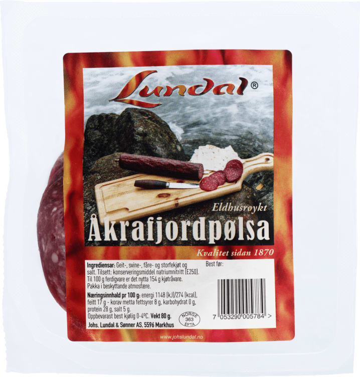 Åkrafjordpølsa 80g Lundal