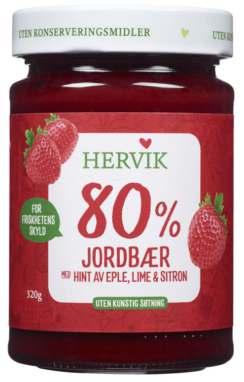 Hervik Naturlig Lett Jordbærsyltetøy 320g