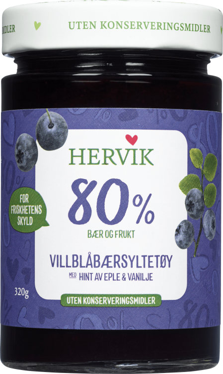 Hervik Naturlig Lett Blåbærsyltetøy 320g