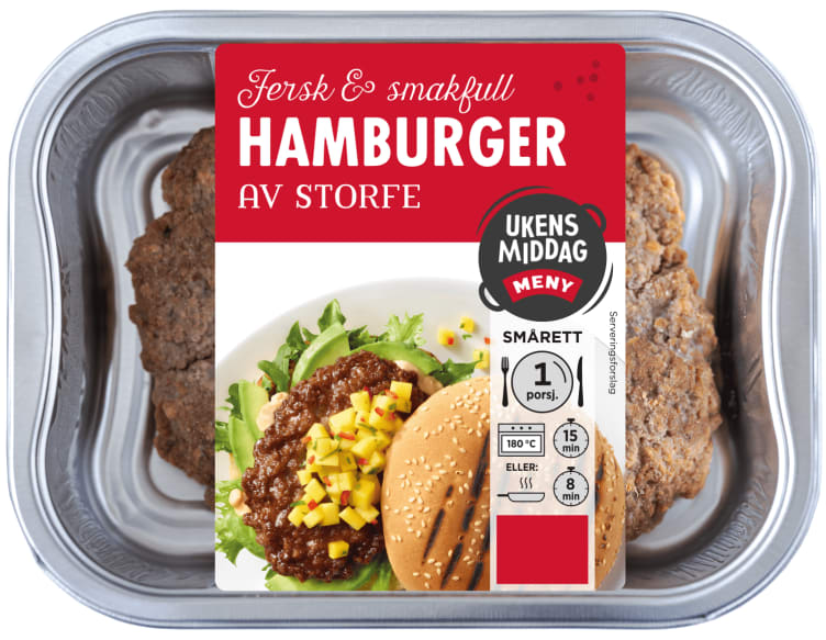 Hamburger Stekt 2x100g Meny