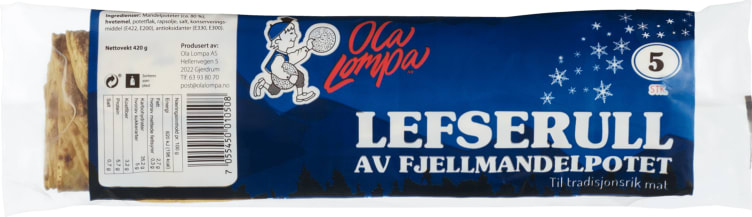 Lefserull Fjellmandel 5stk 420g Ola-Lompa