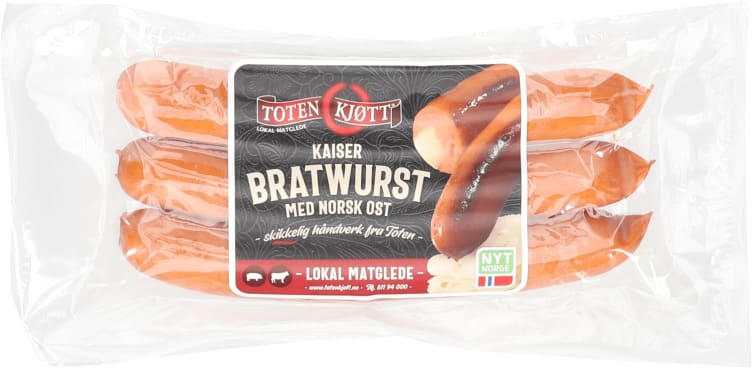 Bilde av Kaiser Bratwurst m/Ost 230g Toten Kjøtt