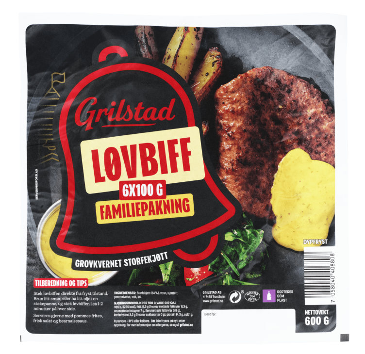 Løvbiff 6stk 600g Grilstad
