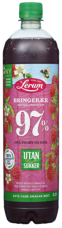 Bringebærsaft u/Sukker 0,9l Lerum