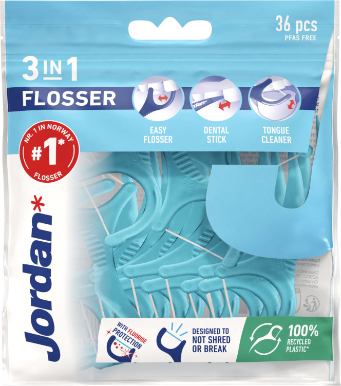 Jordan Flosser 3-In-1 m/Fluor 36stk