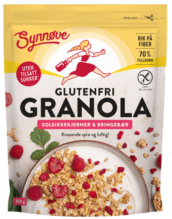 Granola Bringebær Gl.Fri 350g Synnøve