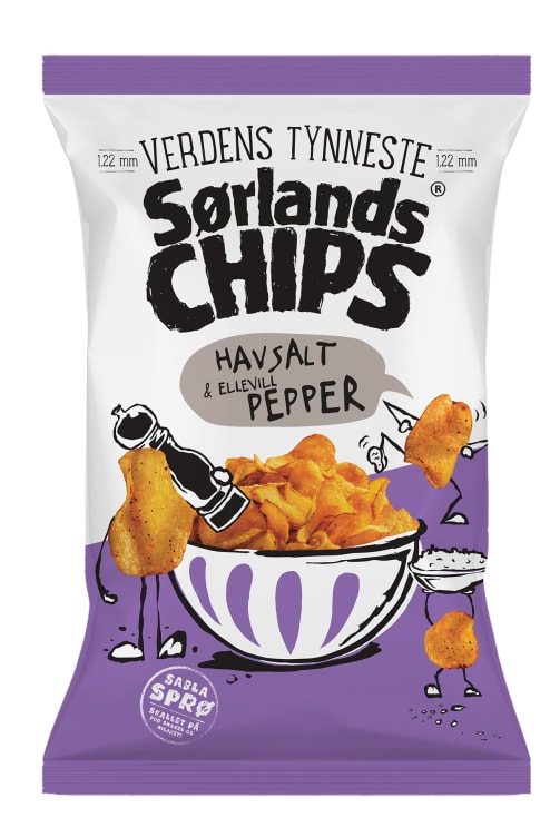 Sørlandschips Salt&Pepper 240g Verdens Tynneste Meny.no